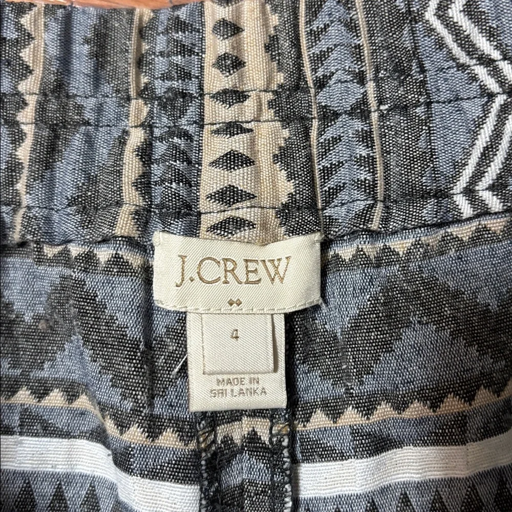 J Crew Blue and Gray Tribal Patterned Shorts with Pockets